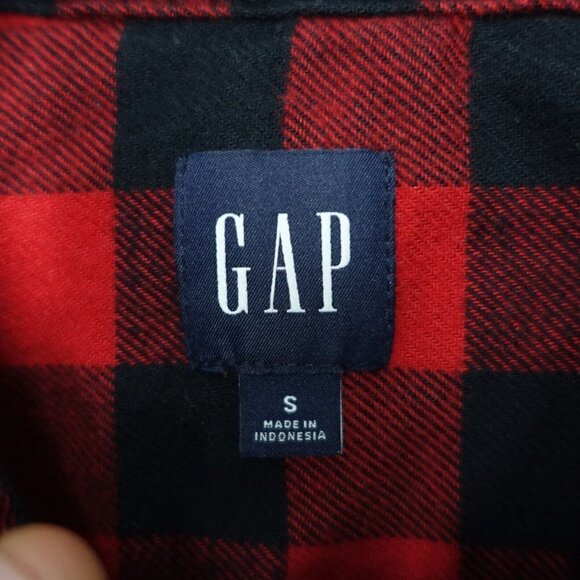 Gap Button Up Shirt Women's Size Small Black/Red Plaid 100% Cotton Long Sleeve - Picture 3 of 8
